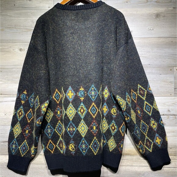 Champion Index + Archives Retro Sweater XL Geometric Mohair Wool Alpaca Italy - Picture 2 of 10